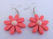 Load image into Gallery viewer, Pink Daisy Plastic Drop Earrings
