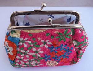 Floral Print Wide Vintage Style Coin Purse (four options)