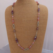 Load image into Gallery viewer, Pink Handmade Chain Link Bead Necklace
