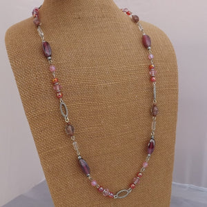 Pink Handmade Chain Link Bead Necklace