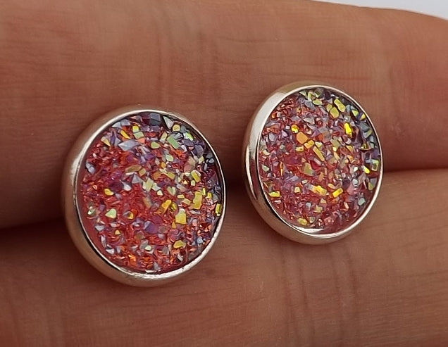 Pink Sparkly Stud Earrings