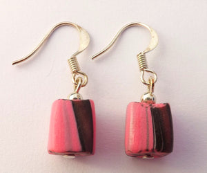 Pink & Black Kathryn Design Bead Drop Earrings