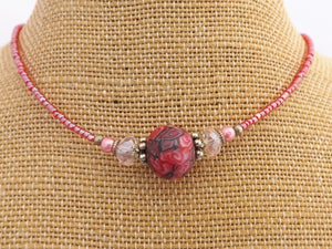 Pink & Black Kathryn Design Handmade bead necklace