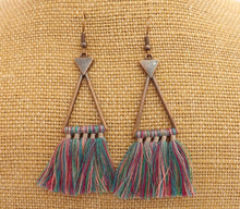 Load image into Gallery viewer, Copper Tone Triangle Tassel Earrings (12x colour options)
