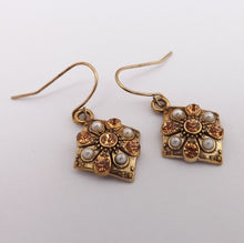 Load image into Gallery viewer, Pink, Faux Pearl &amp; Gold Tone Drop Earrings
