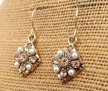 Load image into Gallery viewer, Pink, Faux Pearl &amp; Gold Tone Drop Earrings
