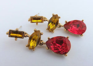 Pink & Gold Tone Faceted Drop Earrings