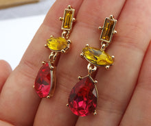 Load image into Gallery viewer, Pink &amp; Gold Tone Faceted Drop Earrings
