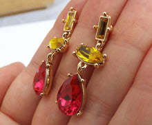 Load image into Gallery viewer, Pink &amp; Gold Tone Faceted Drop Earrings
