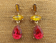 Load image into Gallery viewer, Pink &amp; Gold Tone Faceted Drop Earrings
