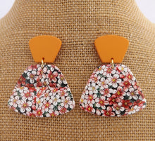 Load image into Gallery viewer, Pink, Orange &amp; White Floral Acrylic Earrings
