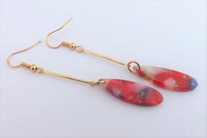 Pink, Purple Acrylic & Gold Tone Long Drop Earrings