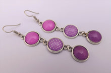 Load image into Gallery viewer, Pink &amp; Purple Mix Triple Drop Dome Earrings
