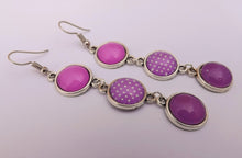 Load image into Gallery viewer, Pink &amp; Purple Mix Triple Drop Dome Earrings
