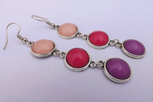 Load image into Gallery viewer, Pink &amp; Purple Mix Triple Triple Drop Dome Earrings
