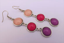 Load image into Gallery viewer, Pink &amp; Purple Mix Triple Triple Drop Dome Earrings
