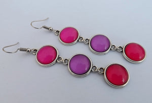 Pink & Purple Triple Dome Drop Earrings