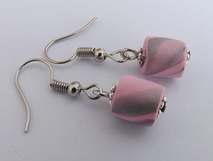 Pink & Silver Kathryn Design Bead Drop Earrings