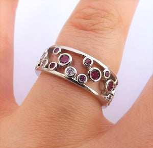 Pink & Silver Tone Costume Ring (size 8 or 10)
