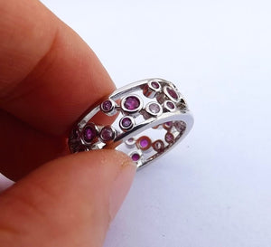 Pink & Silver Tone Costume Ring (size 8 or 10)