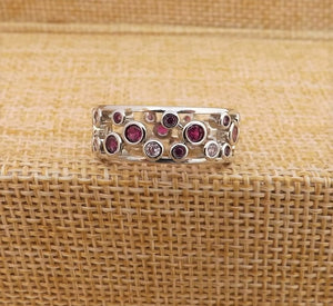 Pink & Silver Tone Costume Ring (size 8 or 10)