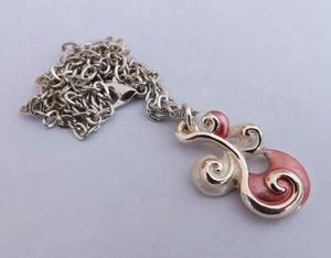 Pink & Silver Tone Pendant Necklace