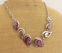 Load image into Gallery viewer, Pink &amp; Silver Tone Spiral Collar Necklace &amp; Earrings Set
