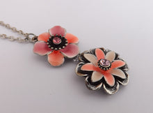 Load image into Gallery viewer, Pink &amp; Silver Tone Double Flower Pendant
