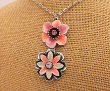 Load image into Gallery viewer, Pink &amp; Silver Tone Double Flower Pendant
