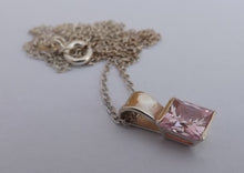 Load image into Gallery viewer, Pink &amp; Sterling Silver Square Pendant Necklace
