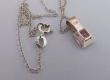 Load image into Gallery viewer, Pink &amp; Sterling Silver Square Pendant Necklace
