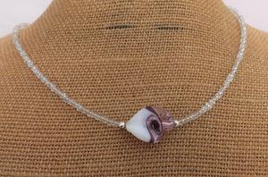 Pink & White Wave Twisted Glass Bead Necklace