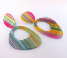 Load image into Gallery viewer, Pink, Yellow, Blue &amp; Green Acrylic Drop Earrings
