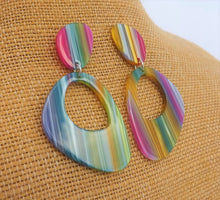 Load image into Gallery viewer, Pink, Yellow, Blue &amp; Green Acrylic Drop Earrings
