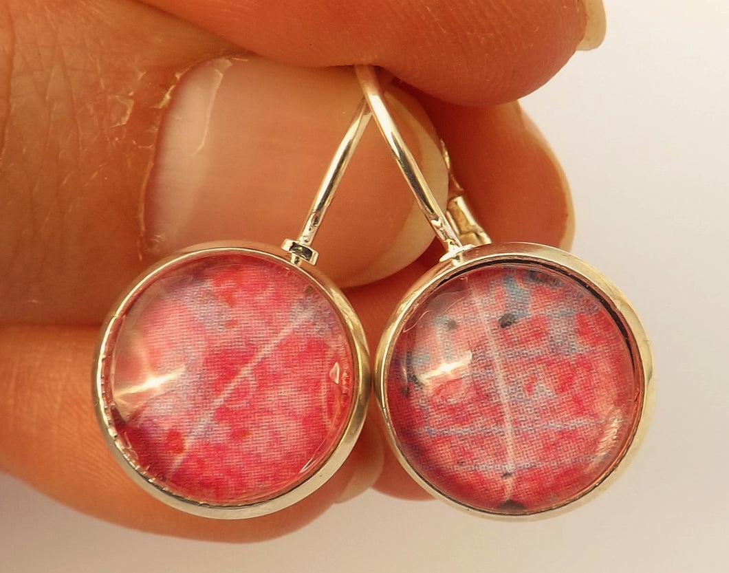 Pink Texture - Dome Earrings on Lever Back Hooks