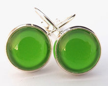 Load image into Gallery viewer, Plain Apple Green - Dome Earrings on Lever Back Hooks
