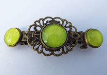 Load image into Gallery viewer, Plain Apple Green Bronze Tone Dome Barrette Hairclip
