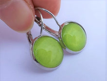 Load image into Gallery viewer, Plain Apple Green - Dome Earrings
