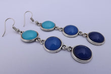 Load image into Gallery viewer, Plain Blue Mix Triple Triple Drop Dome Earrings
