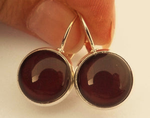 Plain Brown - Dome Earrings on Lever back hooks