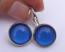 Load image into Gallery viewer, Plain Dark Blue Dome Earrings on Lever Back Hooks
