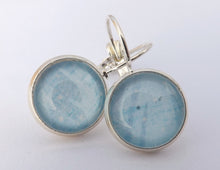 Load image into Gallery viewer, Plain Light Blue - Silver Tone Dome Earrings on Lever Back Hooks

