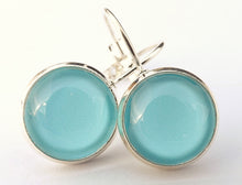 Load image into Gallery viewer, Plain Light Blue - Dome Earrings on Lever Back Hooks
