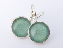 Load image into Gallery viewer, Plain Light Blue - Silver Tone Dome Earrings on Lever Back Hooks
