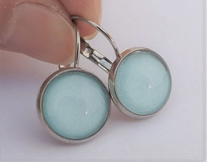 Plain Light Blue - Dome Earrings