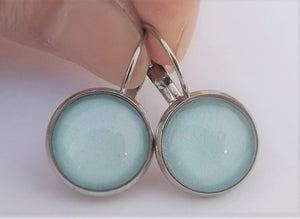 Plain Light Blue - Dome Earrings