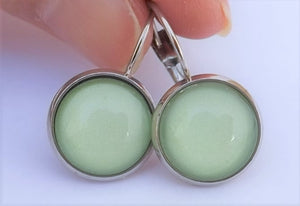 Plain Light Green - Dome Earrings