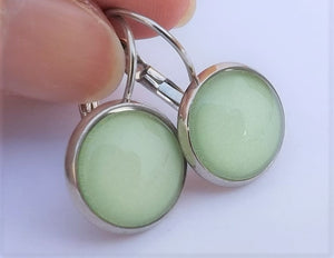 Plain Light Green - Dome Earrings