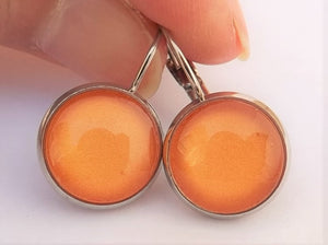 Plain Light Orange - Dome Earrings