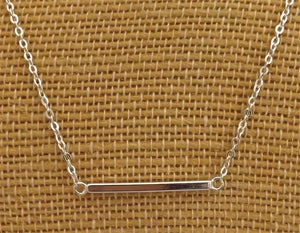 Plain Silver Tone Bar Necklace